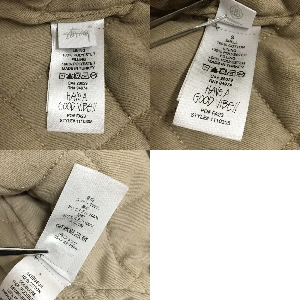 STUSSY Quilted Denim Long Sleeve Shirt Beige Size S