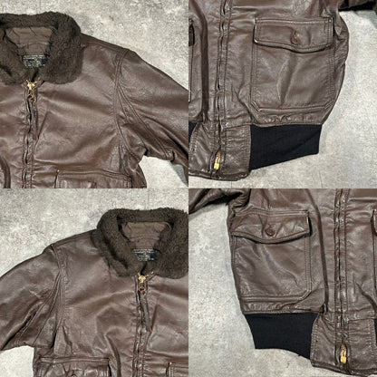 US.NAVY 60s G-1 Leather Flight Jacket Brown Size 42