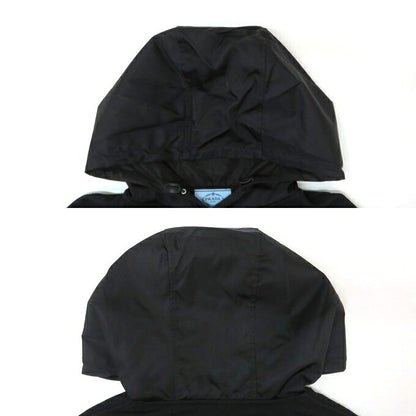 PRADA Triangle Logo Cropped Hoodie Black Size S