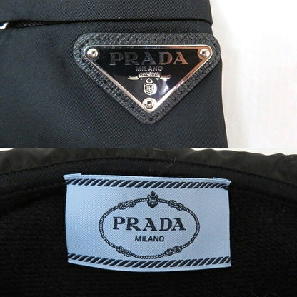 PRADA Triangle Logo Cropped Hoodie Black Size S