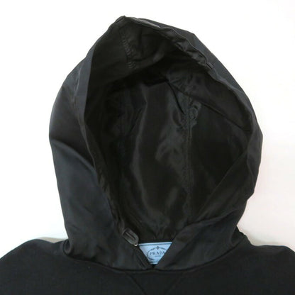 PRADA Triangle Logo Cropped Hoodie Black Size S