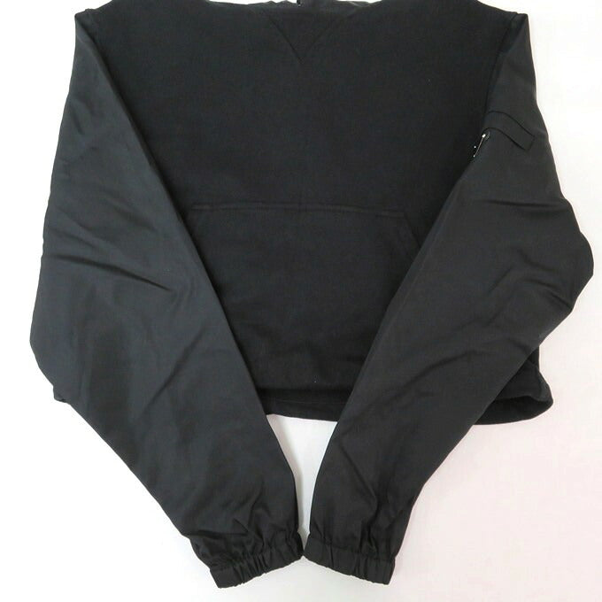PRADA Triangle Logo Cropped Hoodie Black Size S