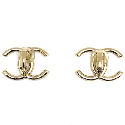CHANEL Coco Mark Rhinestone Tone Earrings