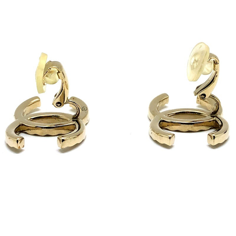 CHANEL Coco Mark Rhinestone Tone Earrings