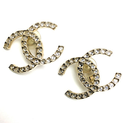 CHANEL Coco Mark Rhinestone Tone Earrings