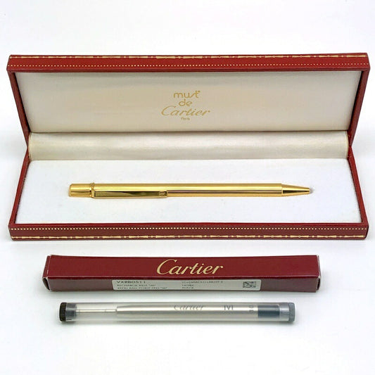 Cartier Must 2 de Cartier Godron Gold Ballpoint Pen ST150090
