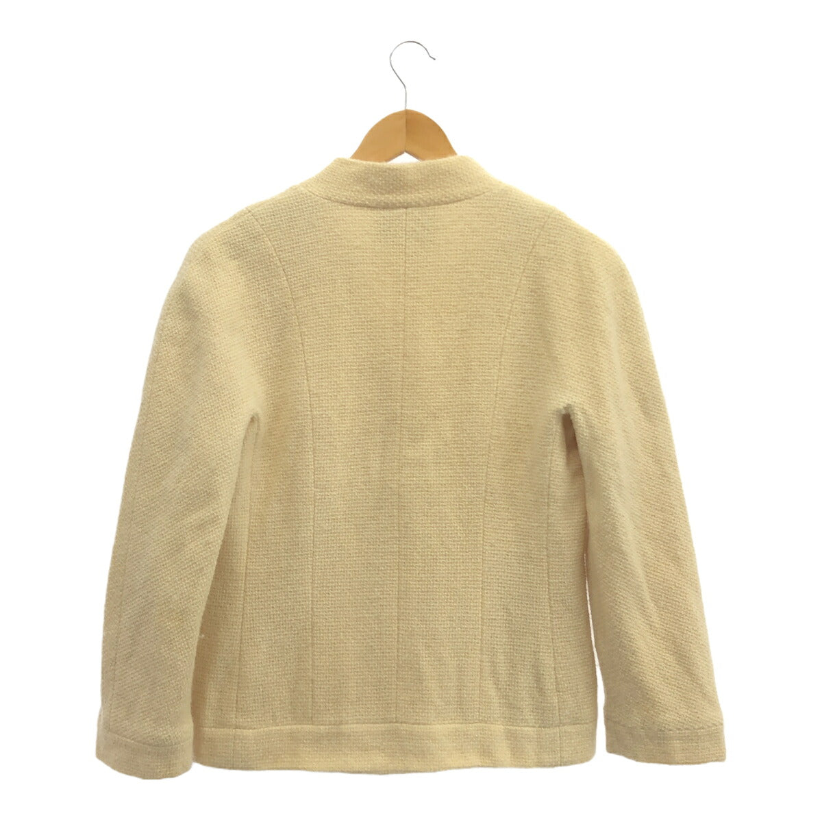 CHANEL Vintage Cream Wool Jacket Coco Gold Buttons Size 38