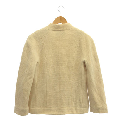 CHANEL Vintage Cream Wool Jacket Coco Gold Buttons Size 38