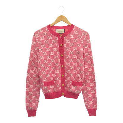 GUCCI Pink GG Logo Cotton Wool Cardigan Italy Size S