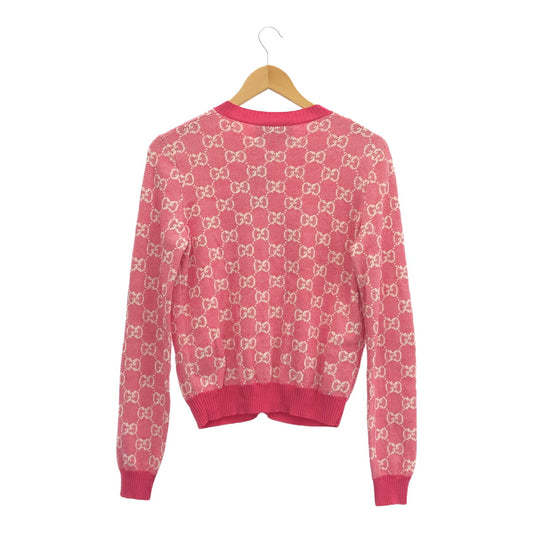 GUCCI Pink GG Logo Cotton Wool Cardigan Italy Size S