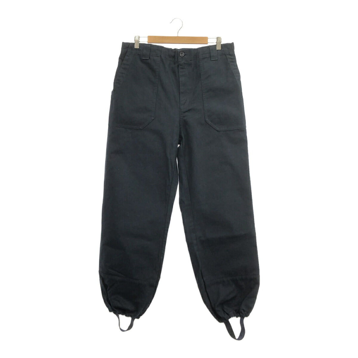 GUCCI 20SS Logo Patch Loose Cotton Pants Navy Size 50