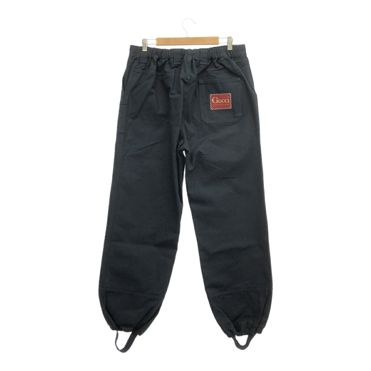 GUCCI 20SS Logo Patch Loose Cotton Pants Navy Size 50