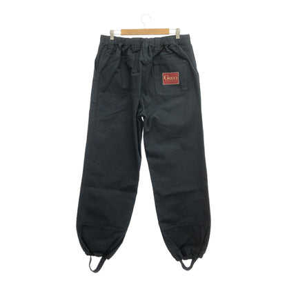 GUCCI 20SS Logo Patch Loose Cotton Pants Navy Size 50