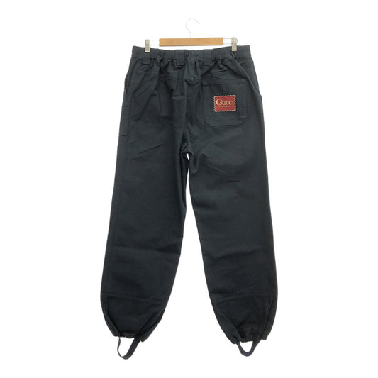GUCCI 20SS Logo Patch Loose Cotton Pants Navy Size 50