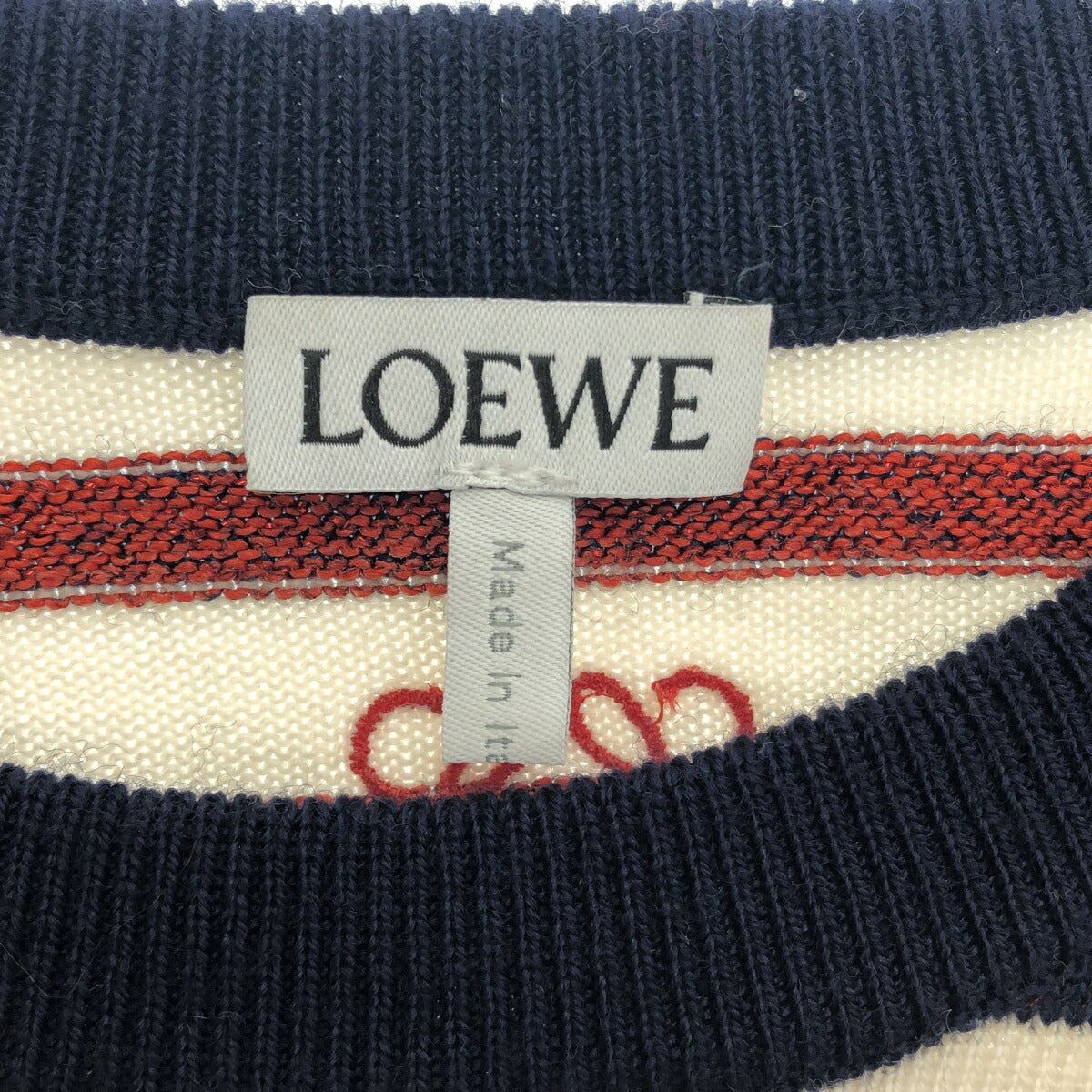 Loewe White Anagram Striped Wool Blend Sweater Size M