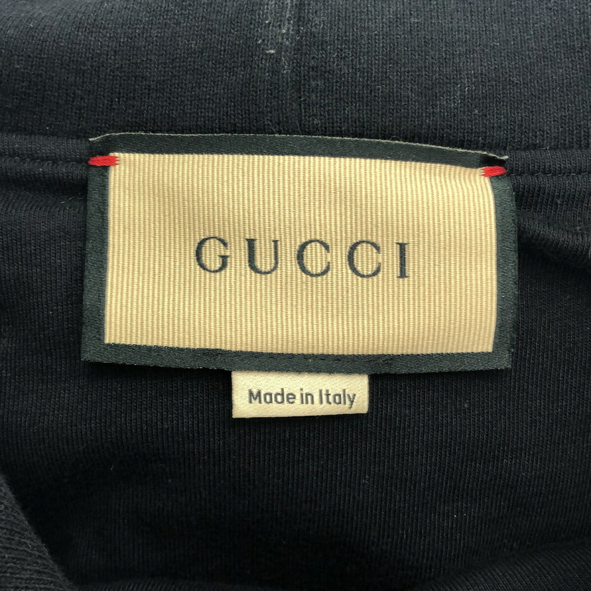 GUCCI 23SS Studded Logo Cotton Hoodie Black Size M