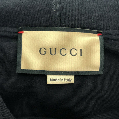 GUCCI 23SS Studded Logo Cotton Hoodie Black Size M