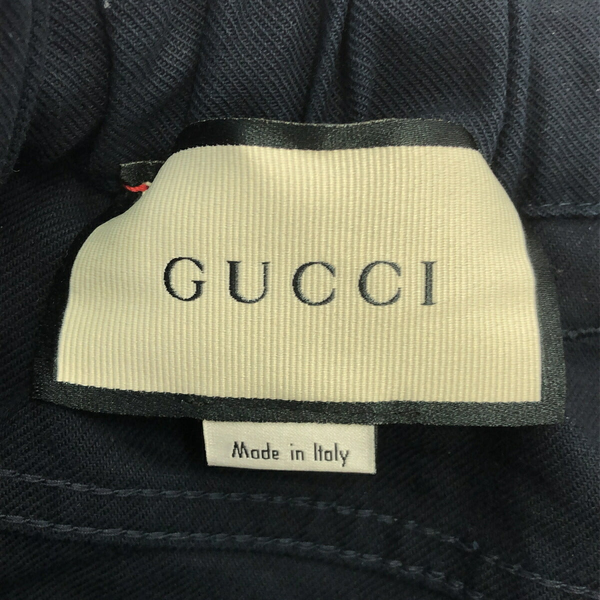 GUCCI 20SS Logo Patch Loose Cotton Pants Navy Size 50