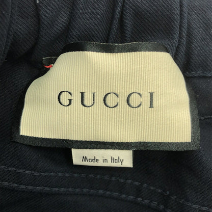 GUCCI 20SS Logo Patch Loose Cotton Pants Navy Size 50