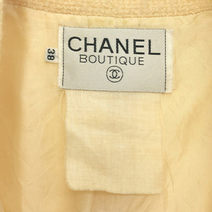 CHANEL Vintage Cream Wool Jacket Coco Gold Buttons Size 38