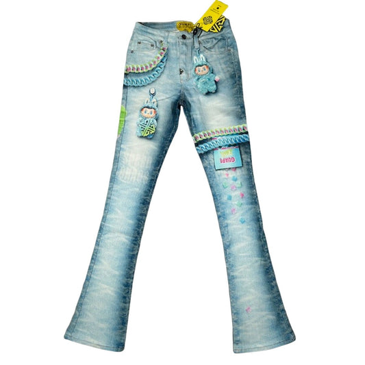 Aqua Blue Candy Riot Denim V2 Labubu Collab Jeans Size 30
