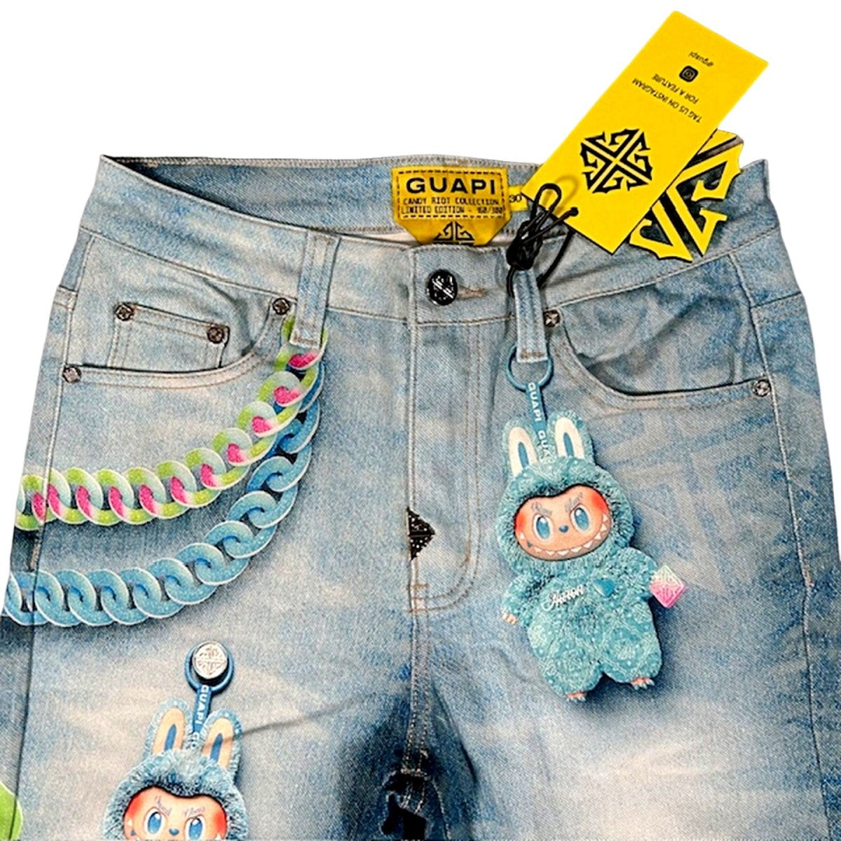 Aqua Blue Candy Riot Denim V2 Labubu Collab Jeans Size 30