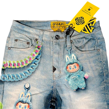 Aqua Blue Candy Riot Denim V2 Labubu Collab Jeans Size 30