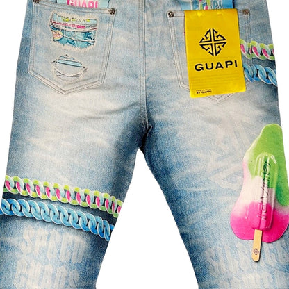 Aqua Blue Candy Riot Denim V2 Labubu Collab Jeans Size 30