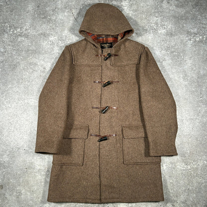 Traditional British Dufflecoat 70s Wool Coat Brown Size XL