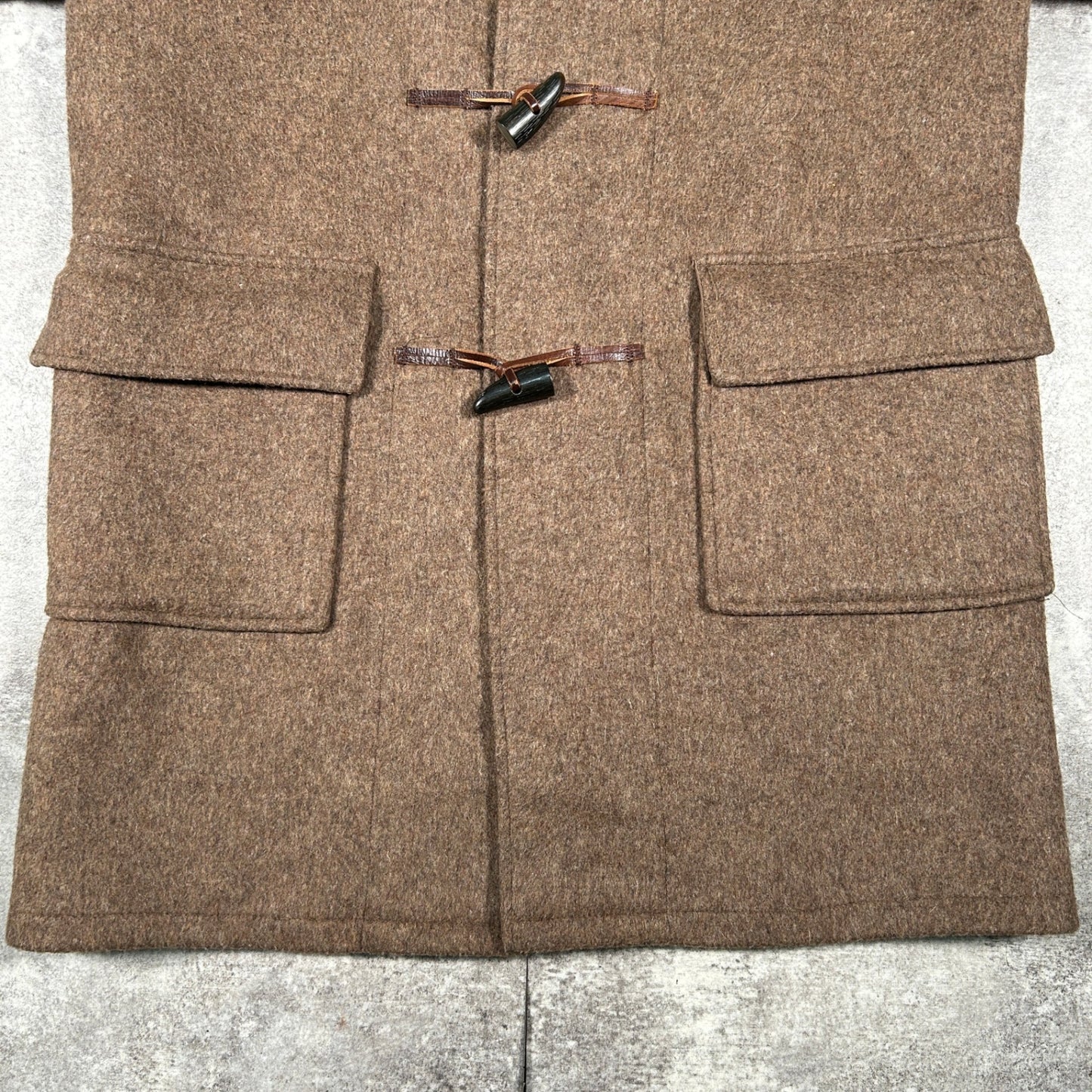 Traditional British Dufflecoat 70s Wool Coat Brown Size XL