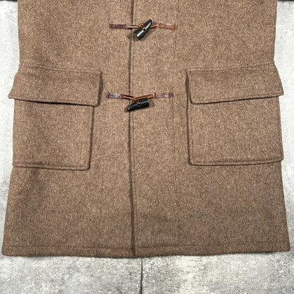 Traditional British Dufflecoat 70s Wool Coat Brown Size XL