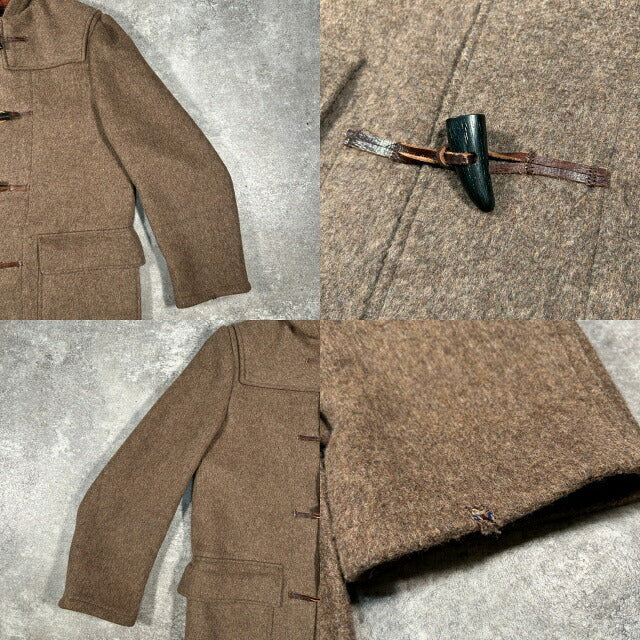 Traditional British Dufflecoat 70s Wool Coat Brown Size XL