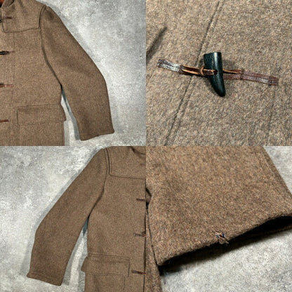 Traditional British Dufflecoat 70s Wool Coat Brown Size XL