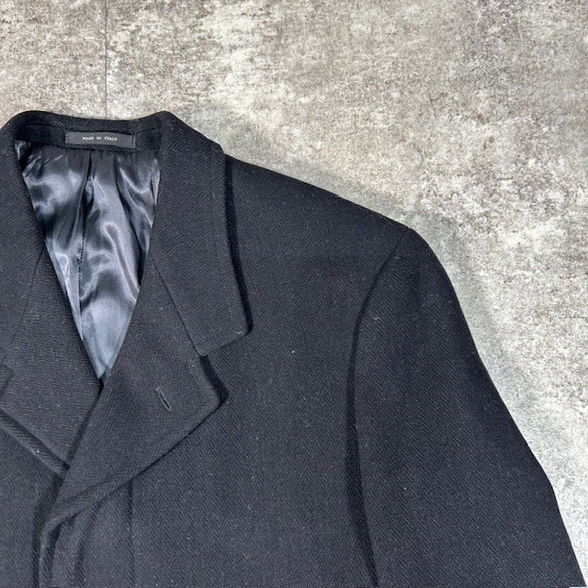 EMPORIO ARMANI Italian Wool Long Coat Black Size 50