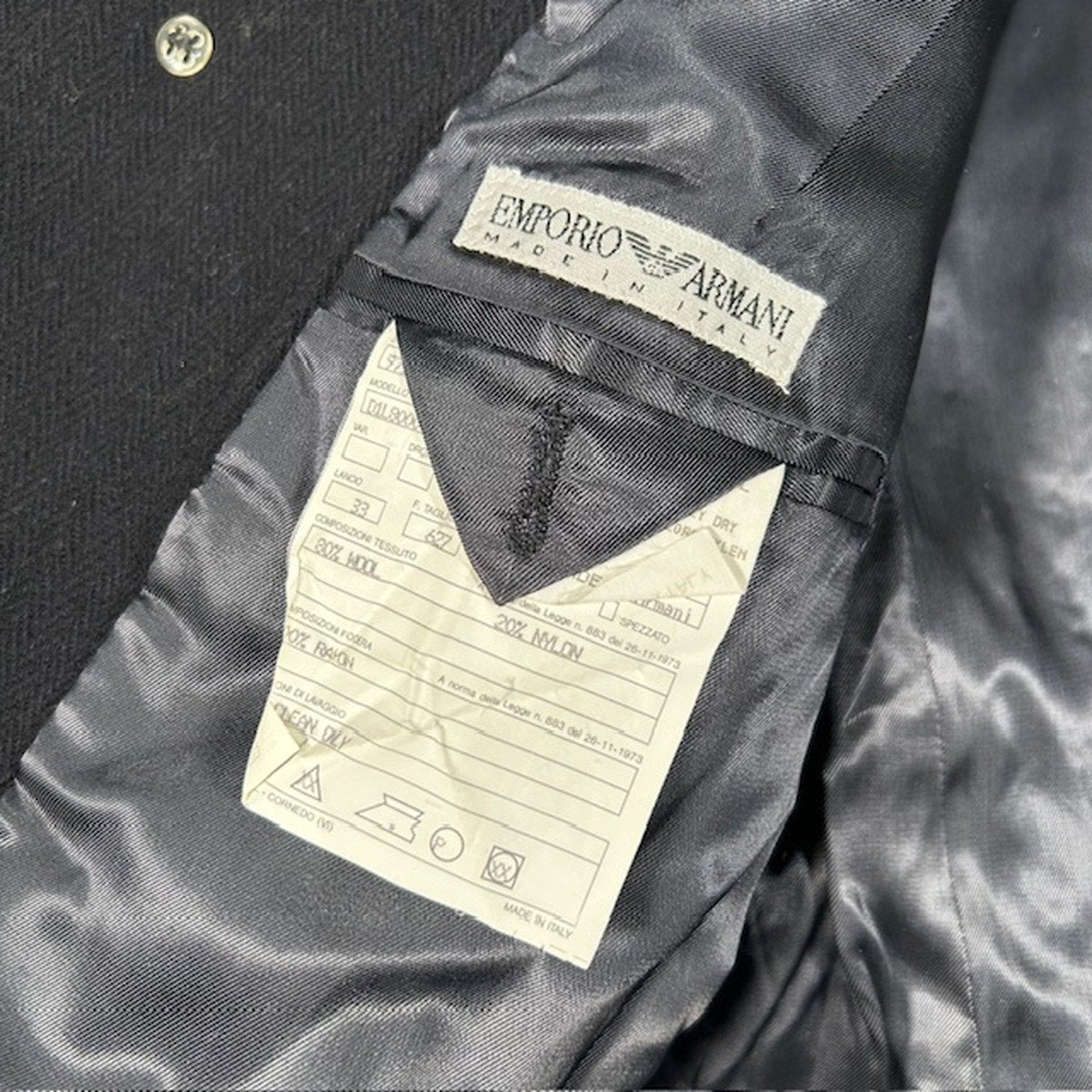 EMPORIO ARMANI Italian Wool Long Coat Black Size 50