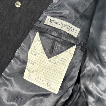 EMPORIO ARMANI Italian Wool Long Coat Black Size 50