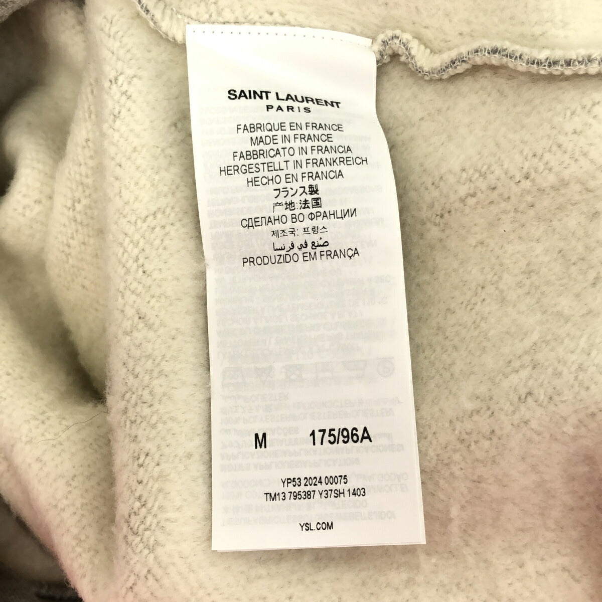 SAINT LAURENT 24AW Gray Cotton High-Neck Sweatshirt Size M
