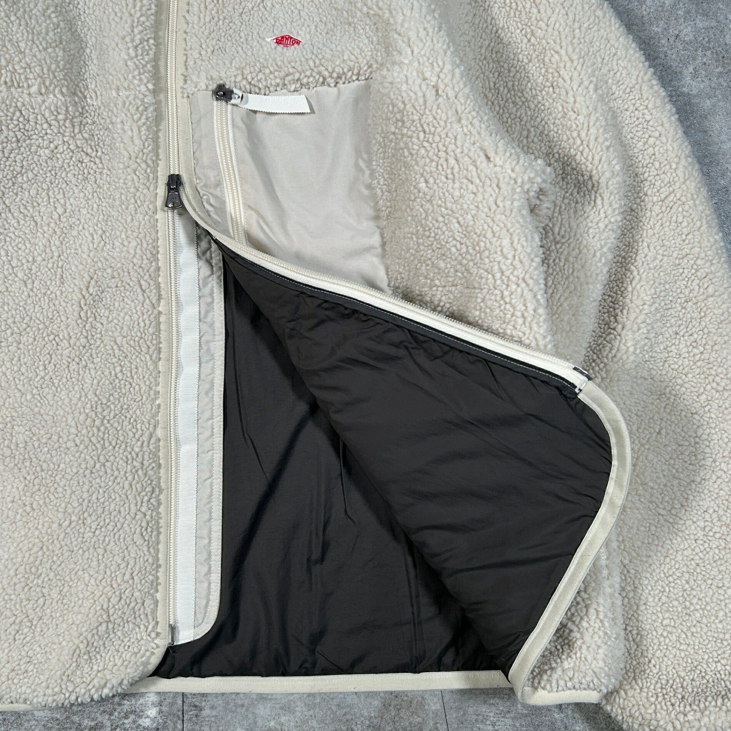 DANTON Boa Fleece Stand Collar Jacket White Size S