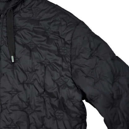 LOUIS VUITTON Black Monogram Quilted Hooded Blouson Size 50