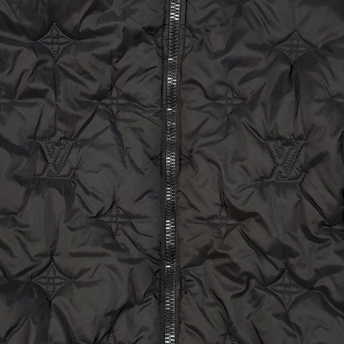 LOUIS VUITTON Black Monogram Quilted Hooded Blouson Size 50
