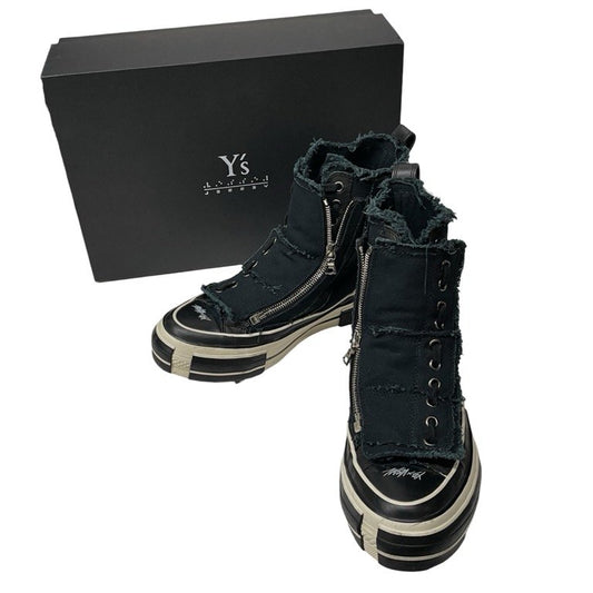 Y's × VESSEL 21AW Black Cotton Hi-Top Sneakers Size 24.5