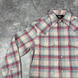 RRL Western Blue Pink White Plaid Shirt Size XS