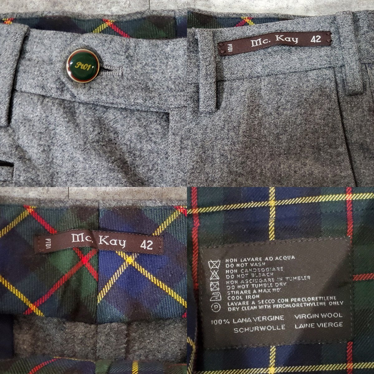 PT01 Wool Slacks Gray Italian Brand Size 42