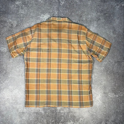 McGREGOR 50s Cotton Check Open Collar Shirt Yellow Size ML