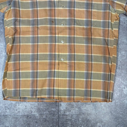 McGREGOR 50s Cotton Check Open Collar Shirt Yellow Size ML