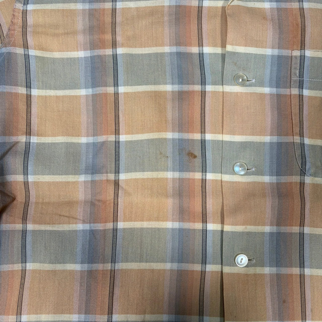 McGREGOR 50s Cotton Check Open Collar Shirt Yellow Size ML