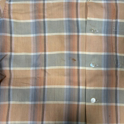 McGREGOR 50s Cotton Check Open Collar Shirt Yellow Size ML