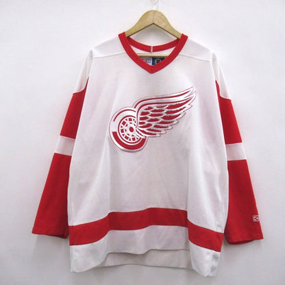 CCM Detroit Red Wings Game Shirt 90s Ice White Red Size L