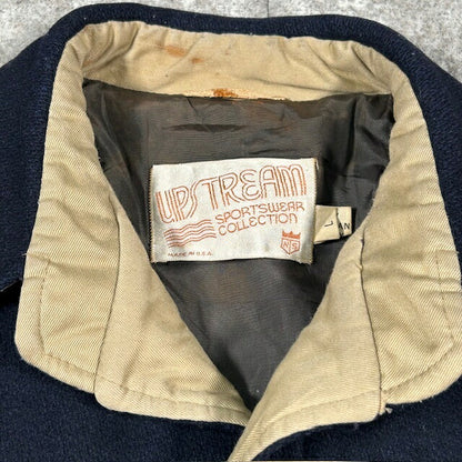 Vintage 70s UPSTREAM USA Made Wool Jacket Navy Size L