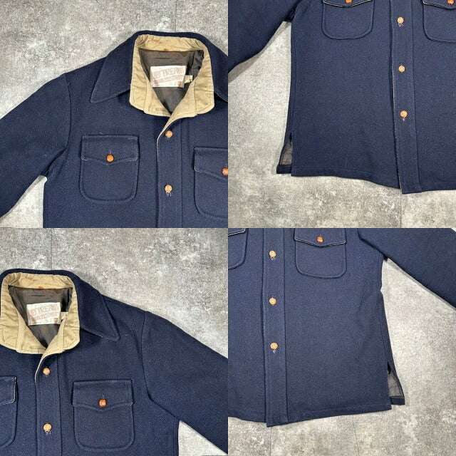 Vintage 70s UPSTREAM USA Made Wool Jacket Navy Size L